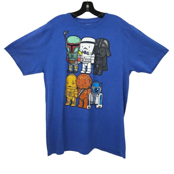 Star Wars Chibi Boba Fett Chewbacca Darth Vader C3PO T Shirt Mens XL Fifth Sun - Picture 1 of 15